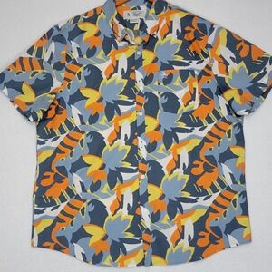 Original Penguin Mens XL Short Sleeve Button Down Shirt Abstract Floral MA6461
